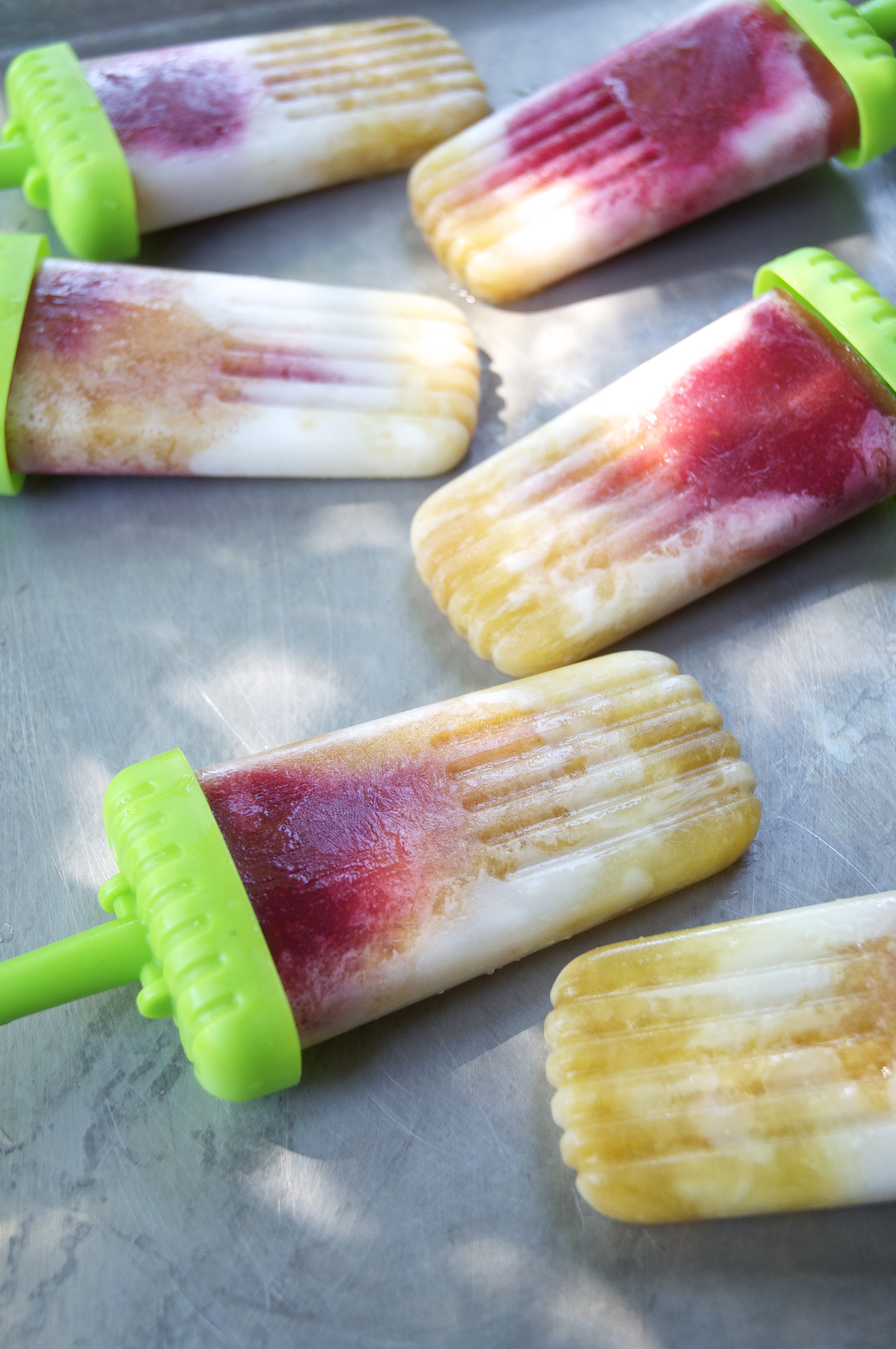 coconut + raspberry + spring peach freezer pops - holly + flora